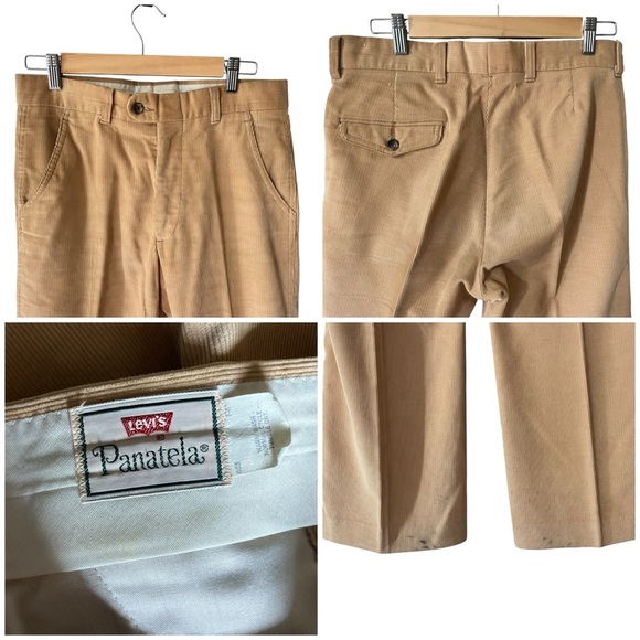 Vintage Levis Panatella Tan Corduroy 3 Piece Retro Suit 44” Chest 32” Waist - Picture 4 of 16